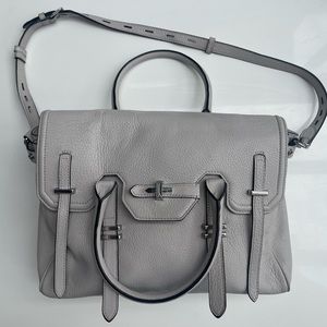 Rebecca Minkoff tote - light grey with black piping.